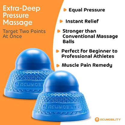 Acumobility Massage Ball Roller 2 Pack - Trigger Point - Massage Balls | Massage Roller Ball, Foot Massage Ball, Physical Therapy Ball (Deep Pressure) - color: Blue