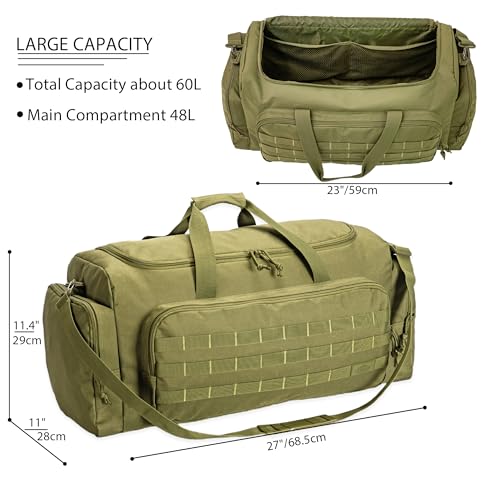 APRILBAY Super Quality 60L Large Duffel Travel Bag Luggage Foldable Bag Cargo Sport Gear Equipment Skiing Hardware Bag Heavy Duty& Durable(Dark Green) - color: Dark Green