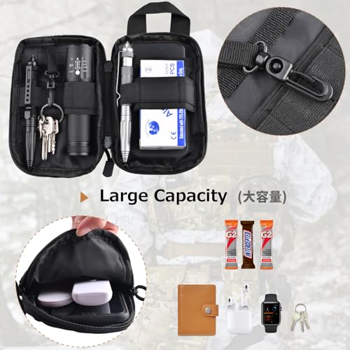 Azarxis Molle Pouches, Tactical Compact EDC Small Utility Pouch Waist Bags Sundries Storage Admin Organize Gear Gadget for Military Backpack - color: #06 Black - 7.09"x5.51" - 2 Pack
