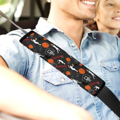 Soft Padded Car Seat Belt Pad for Child, Most Cars, 2 Piece Basketballs Seat Belt Cushion Comfortable Driving - color: Pattern 1101