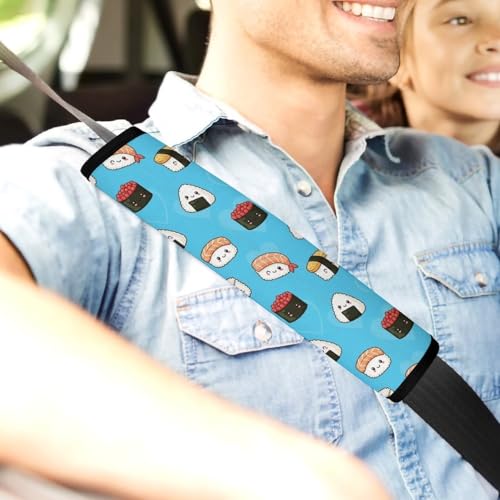 Soft Padded Seat Belt Shoulder Pad for Elderly Support, Stroller Pushchair High Chair, 2 Pack Sushi Japanese Light Blue Shoulder Harness Cover Neck and Shoulder Support - color: Pattern 934