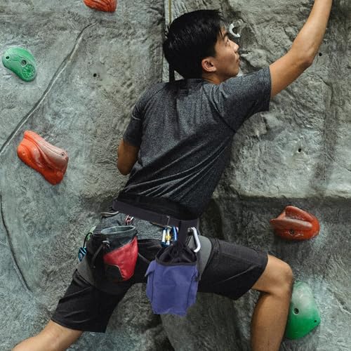 minkissy Bouldering Chalk Bag Climbing Chalk Pouch with Waist Belt Anti-Slip Rock Climbing Gear Bag for Outdoor Mountaineering in Navy Blue
