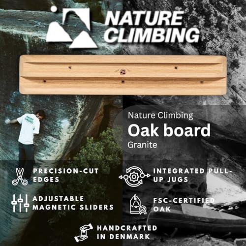 Oak Board - Premium Hangboard Rock Climbing Training as Climbing Fingerboard with Jugs, Slopes and Edges, Pockets as Door Mounted Training Station Rock Climbing Pull Up Bar