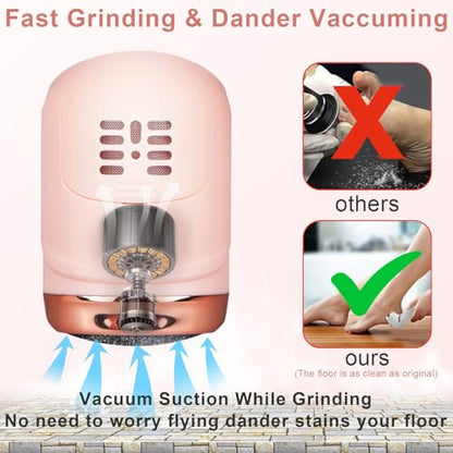 Electric Callus Remover for Feet (with Vacuum Cleaner), Rechargeable Foot Callus Remover Pedicure Tools Foot File, Professional Foot Care Kit Deadskin Remover with 3Heads&2Speed,LCD Display-Pink - style: Pink Electric Callus Remover +10in1+9 heads