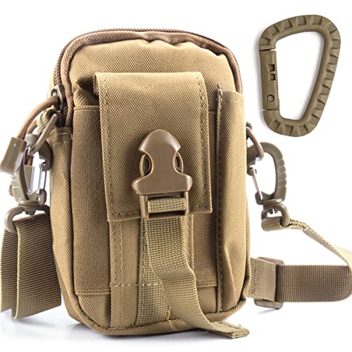 ofone Small Tactical Molle Pouch, Military Waist Pouch EDC with Smartphone Holster Holder Utility Gadget Belt Bag for Outdoor - color: Khaki