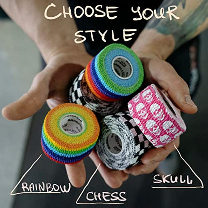 Professional Weight Lifting Thumb Tape - Protects Finger Tape, Adhesive for Powerlifting, Yoga & Gym, Hand Grip Support for Weightlifting, Deadlift, Barbell Hook Grip - color: RAINBOW