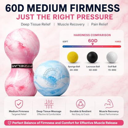 FITZELAR 2PCS Massage Lacrosse Balls for Myofascial Release, Quality Certification, Massage Deep Tissue for Foot Back Shoulder Feet, Trigger Point Therapy, Relieving Muscle Pain (2 Pieces) - color: Multicolor