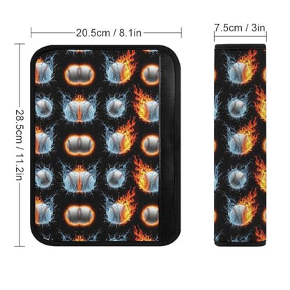 2 Pack Fire Water Baseball Car Seat Straps Shoulder Pads Soft Padded Seat Belt Cushion for Kids, All Vehicles, Pressure Relief - color: Pattern 269