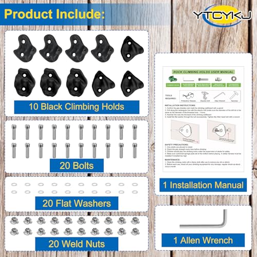 10PCS Rock Climbing Holds for Climber,Large Adult Rock Climbing Stones | with Mounting Hardware for Indoor Outdoor Rock Climbing Wall,Perfect for Family Fun & Exercise