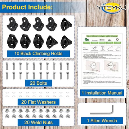 10PCS Rock Climbing Holds for Climber,Large Adult Rock Climbing Stones | with Mounting Hardware for Indoor Outdoor Rock Climbing Wall,Perfect for Family Fun & Exercise