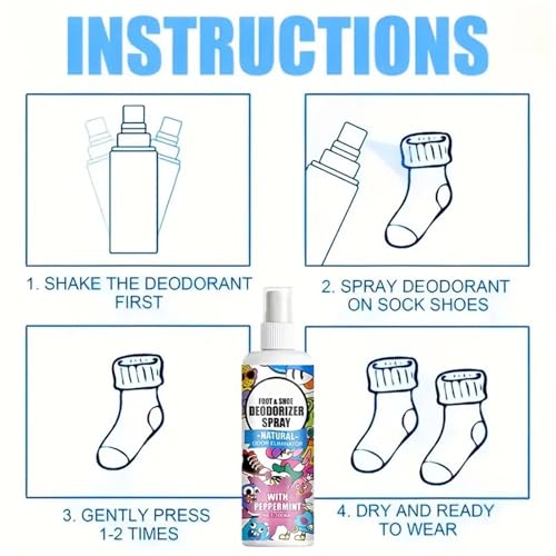 Shoes Spray for Smell 100ml Shoe Smell Eliminator Spray | Footwear Odor Removal Mist for Travel Hiking Home Tennis Leather Fabric Canvas Sneaker