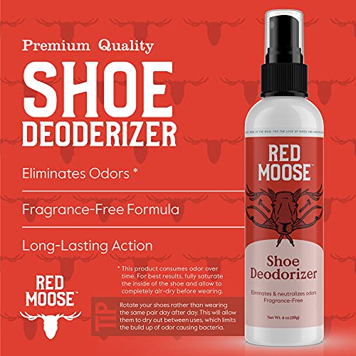Shoe Deodorizer - Scent Free Odor Eliminator Foot Freshener Spray - Red Moose