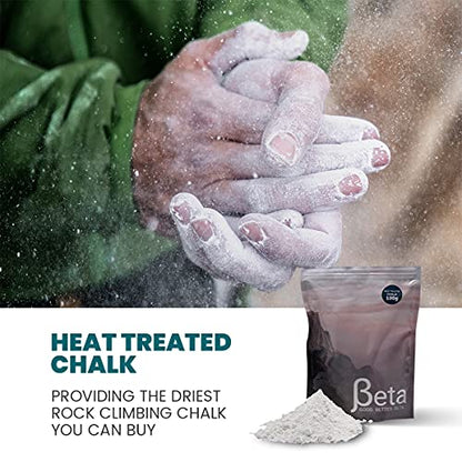 Beta Rock Climbing Chalk Premium, Heat Treated Loose Powdered Rock Climbing Chalk Made with 100% Magnesium Carbonate. 100% of Profits Donated. The Strongest Grip Possible. (Chalk Powder, Hand Chalk)