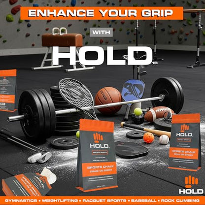 HOLD Sports Chalk – Pure Magnesium Carbonate for Climbing, Weightlifting, Gymnastics & Powerlifting – No Additives, Non-Toxic, Sweat-Resistant, Strong Grip Performance - style: Micronized