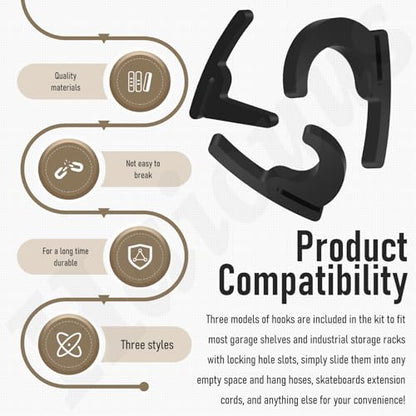Universal Hooks - 7 x L/7 x J/7 x Pcs Long J Hook, Approximately 40 lbs. Capacity Compatible with Garage Shelving & Industrial Storage Racks and Other with Keyhole Slots