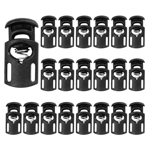 PATIKIL Nylon Spring Cord Locks, Elastic Toggle Stop Slider Clamp Adjuster Fastener for Drawstring Shoelaces Paracord - color: Black