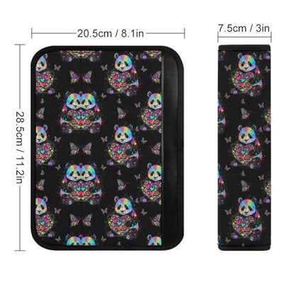2 Pack Colorful Splatter Panda Holding Heart Black Seat Belt Shoulder Pad Breathable Shoulder Harness Cover for Child, All Vehicles, Neck and Shoulder Support - color: Pattern 743
