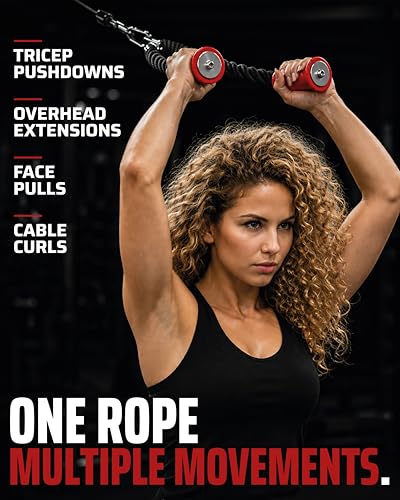 THEFITGUY Ergonomic Tricep Rope - Non-Slip Cable Machine Attachment | 30in length for pushdowns, lat pulldowns, curls and face pulls; wrist-friendly grip for home or commercial gyms