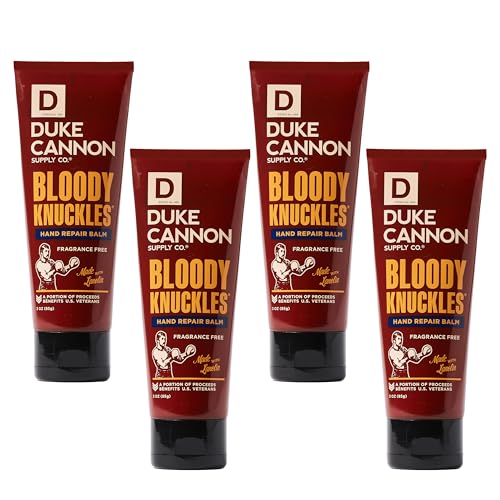 Duke Cannon Bloody Knuckles Hand Repair Balm - Travel Size Tube, 3 oz, Unscented, Non-Greasy Moisturizer for Dry, Cracked Hands (4 Pack) - size: 3 Ounce (Pack of 4)