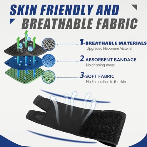 Finger Splints, 2 Pack Neoprene Finger Buddy Straps, No Metal Support Finger Brace, Adjustable Compression Finger Wraps for Daily and Sports Use (Large, Double Finger Design) - size: Large