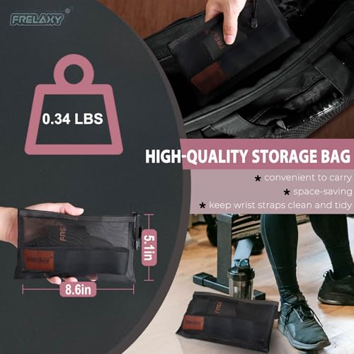 Frelaxy Lifting Wrist Straps for Women and Men, Weight Lifting Grips | Double-layer leather, Cushioned wrist support, Durable construction, Storage pouch, Deadlifts, rows, lat pulldowns - color: Flamingo