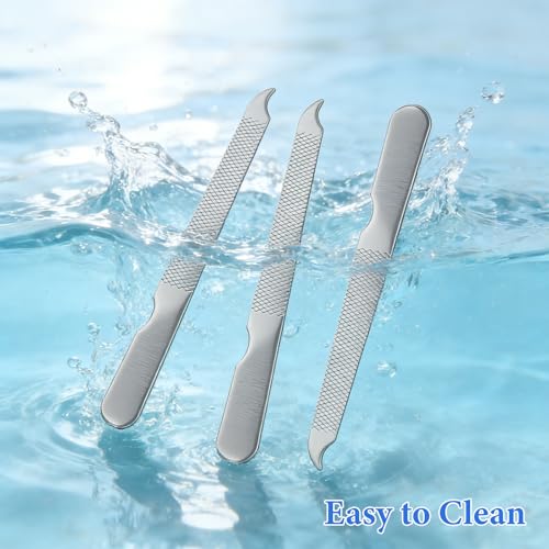 5 PCS Stainless Steel Nail File for Natural Nails 3.6’’ Small Metal Double Sided Nail File with Curved Sharp Pointed Thin Professional Reusable Manicure Pedicure Toenails Tools