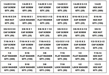 2510 Piece Grade 8 USS Coarse Thread Bolt (Hex Head Cap Screw), Nut, and Washer Assortment with 40 Hole Bin