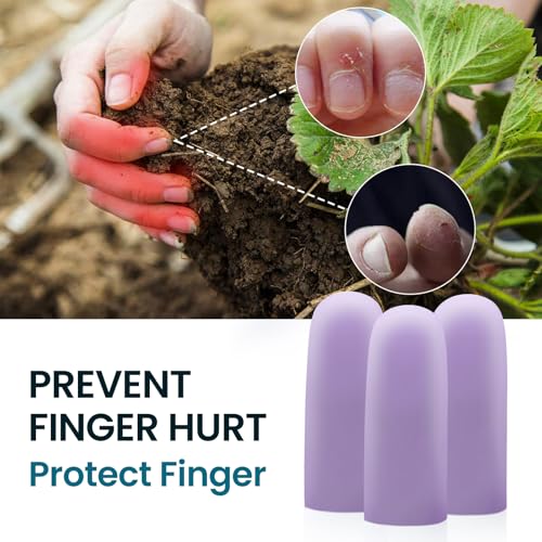 Povihome Finger Cots Protectors - Moisturizing Thumb and Finger Covers - Thickend Version- Elastic Cracked Silicone Finger Sleeves to Protect Cracked, Peel Finger and Other Finger Pain (Purple, 10PCS) - color: Purple, size: Medium (10PCS)