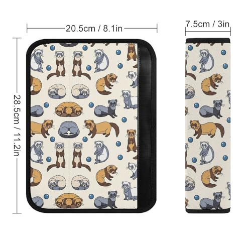 1 Pair Universal Soft and Comfortable Car Seat Belt Pad for Girls and Boys, Most Cars, Novelty Hairy Ferret Beige Harness Pads Strap, Neck and Shoulder Support - color: Pattern 1034