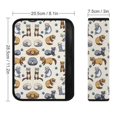 1 Pair Universal Soft and Comfortable Car Seat Belt Pad for Girls and Boys, Most Cars, Novelty Hairy Ferret Beige Harness Pads Strap, Neck and Shoulder Support - color: Pattern 1034