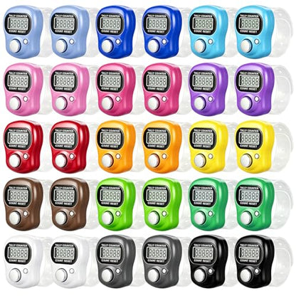 30 Pack Electronic Finger Counter Bulk,5 Digit LCD Electronic Digital Display,Resettable Hand Tally,12 Colors Counting Numbers for Golf,Goods Counting,Lap & Knitting,School Stadium Events