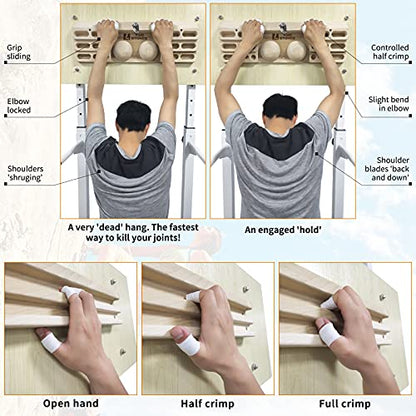 Two Stones Wooden Hangboard Rock Climbing Pull Up Bar Designed Training for Climbing, Wooden Fingerboard Climbing Training Board for Building Core Strength and Endurance (CJ-HB2003)