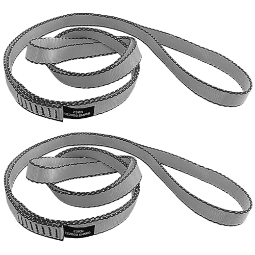 18MM Nylon Climbing Slings Runners 23 kN Strong Webbing Straps for Rock Climbing, Rappelling, Swing, Yoga Hammock etc - color: 2PCS Grey, size: 24inch/60cm