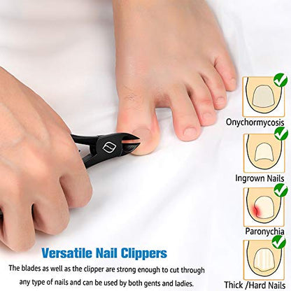 FERYES Precision Toenail Clipper for Thick or Ingrown Toenails, 4R13 Stainless Steel Nail Cutter, Manicure Pedicure Clipper - Black - color: Black