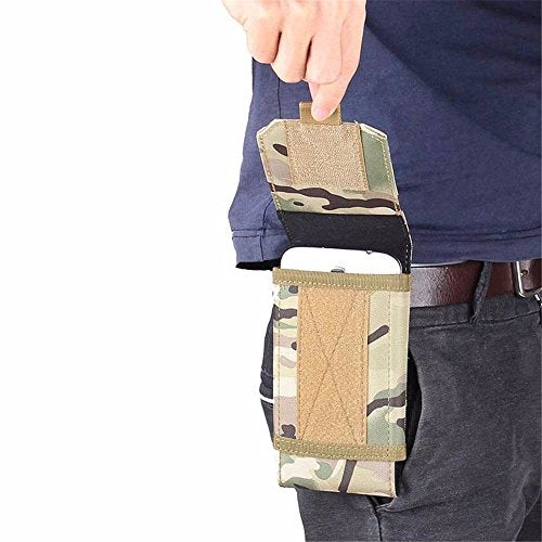 Universal Tactical MOLLE Holster Army Mobile Phone Belt Pouch EDC Security Pack Carry Accessory Kit Waist Bag Case Compatible iPhone 13 Pro X XS Max XR 7 8 6/6s Plus for Samsung Galaxy S10 S9 S8 Plus - color: #E (Big)