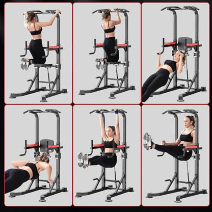 KINGKANG Assistive Power Tower,Dip Station & Pull Up Bar for Home Gym | Load 450 lbs|Suitable All Fitness Enthusiasts|9 Height Settings|Newly Upgraded