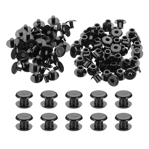 PATIKIL M5x5mm Plastic Binding Post, 50 Sets Plastic Chicago Screws Binding Screw Rivet Post Press-on Buckle for Leather Scrapbook Photo Albums, Black - color: Black, size: M5x5mm