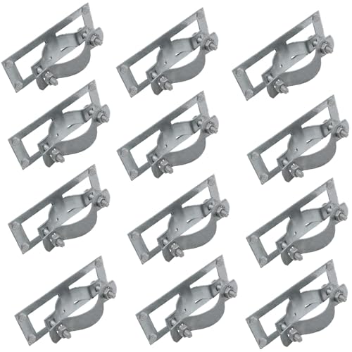 2-3/8" Fence Bracket SupConn (12Pcs), Steel to Wood Fence Brackets,Fence Brackets for Metal Posts,Metal Fence Post Brackets - Fence Post Repair (Include Screws) - size: 12pcs