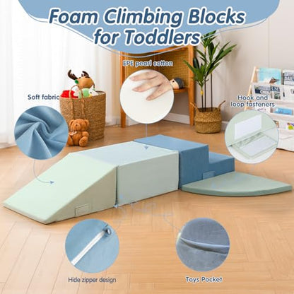 CAPAKIDS Large 4 Pcs Climbing Toys for Toddlers 1-3, Classic | Indoor Use, Odorless & Skin-friendly, Foam Climbing Blocks, Velcro to Keep Together - color: Classic