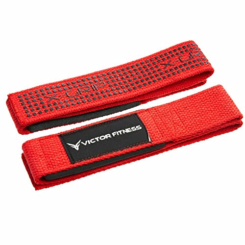 24" Padded Weightlifting Straps with X-Grip + 2 Quick Release Barbell/Dumbbell Collar Clamps - color: Red