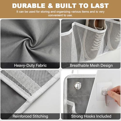2 Pack RV Shoe Storage with Sticky Adhesive Tape, 16 Large Pocket Wall Mounted Entryway Shoes Rack, Narrow Space Saving Closet Organizers for Lightweight Shoes RV & Camper Essentials