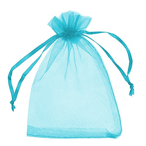 Boshen 100/200PCS Organza Gift Candy Sheer Bags Mesh Jewelry Pouches Drawstring Bulk for Wedding Party Favors Christmas (5" X 7"(200PCS), Teal Blue) - color: Blue-5" X 7"(200PCS)