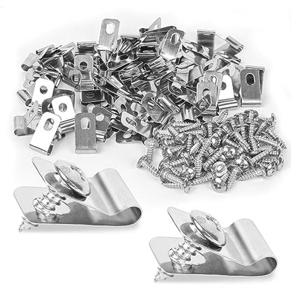 120 Pcs Fence Wire Clamps Stainless Steel Fencing Mounting Clips With120 Pcs Stainless Steel Screws for 12-16 Gauge Welded Wire to Wood, Metal or Vinyl Fence(X120 Kit) - size: x120 Pcs