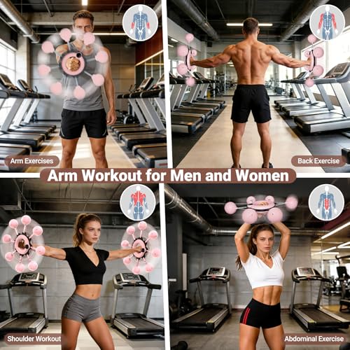Arm Workout Equipment, 360° Shoulder Reliever Ball Swing, Upper Body Workout Equipment Rotating Cordless Battle Rope Arm Trainer for Forearm, Chest, Shoulder & Wrist Strength for Men & Women - Pink - style: Pink