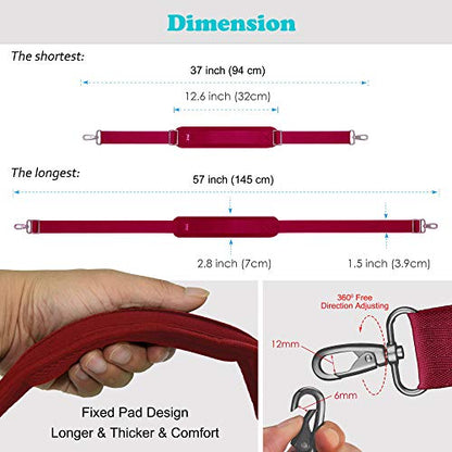 Bag Shoulder Strap, Padded Adjustable Shoulder Strap Replacement - color: Red, size: 57"