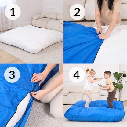 Crash Pad for Kids Sensory | Big 5Ft x 5Ft, 3Ft x 4Ft, 3Ft x 3Ft Or 2Ft x 2Ft | Autism Sensory Crash Mat for Jumping Play | Crashpad | Soft Foam Landing Pad | Giant Mat Pillow | Climbing, Gymnastics - size: Big
