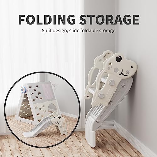UNICOO Children’s 7 in 1 Multi-Functional Climbing Pyramid Set with Slide, Kids Climbing and Sliding Set for Home, Daycare (KU-C04-Gray) - color: Gray