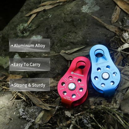 Fixed Plate Micro Pulley,28KN CE Certified General Purpose Small Aluminum Rope Pulleys for Climbing/Aloft Work/Rappelling/Rescue Etc - color: Pack of 2(28KN Pulley Red)