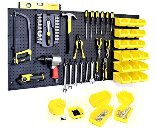WallPeg 24" x 48" Pegboard Wall Organizer - Kit (PK-312-B) Peg Board Organizer Accessories for Garage pegboard Storage, Tool & Craft Organization with Pegboard. Hooks, and Peg Board Bins