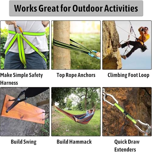KIKIGOAL 18MM Nylon Climbing Sling Runner 23KN CE2008/EN566 Rock Climbing Webbing Straps for Outdoor Climbing, Rappelling, Swing, Yoga Hammock etc - size: 120 cm (48 inches), style: 2PCS GREEN